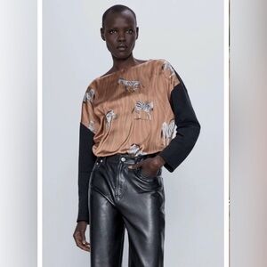 Zara zebra animal print blouse size M